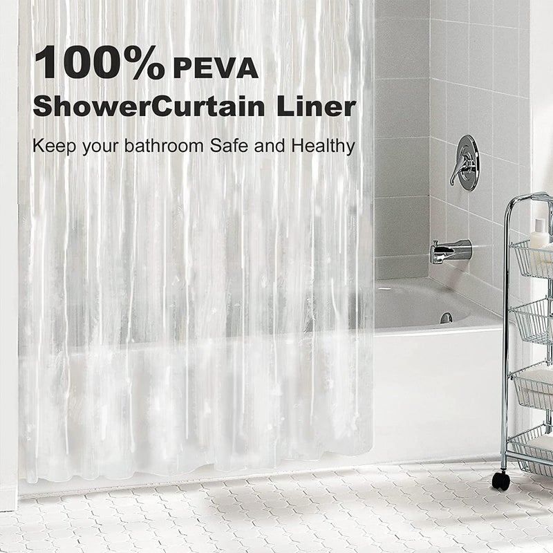 Blu-Pier Tech Clear Shower Curtain Set,Waterproof,PEVA Shower Curtain Liner for Bathroomï¼Œ72W x 72H-6Gauge - Image 2
